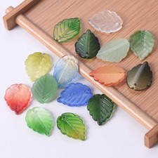 40pcs Leaf Shape 24x17mm Lampwork Glass Loose Pendants Beads For Jewelry Making