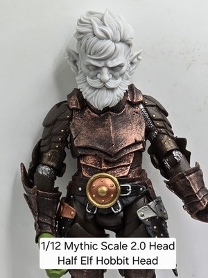 3d Printed HALF ELF HOBBIT Headsculpt For 2.0 Mythic Legions 1/12 figure 