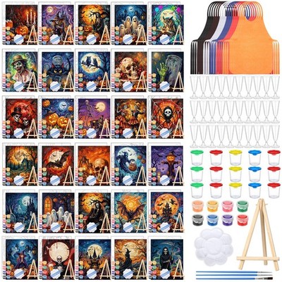 285 Pcs 30 Sets Sip And Paint Kit For Adults, Halloween