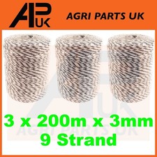 3 Rollen 200m x 3mm 9 Litzen Elektrozaun Polydraht Polydraht Zaun Energiser