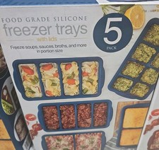 Food Grade Silicone Freezer Trays 5 Pack - Great For Food Prep