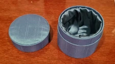 Blue Round Fabric Wrapped and Lined Gift Box, 3.5 inch