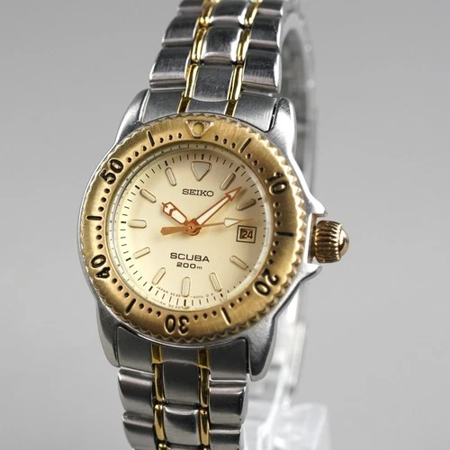 SEIKO 1990 Vintage SCUBA 3E25-2010 200m Women's Watch 33mm Diver New Battery