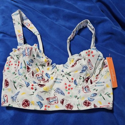 Colsie Corset Bra  Bralette White Summer Print Cottagecore Size Small NWT