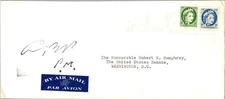 Lester B Pearson PM Official Cover to US Senator Humphrey 1954 Air Mail