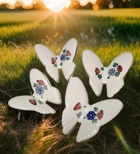 4 Vintage Ceramic Butterflies Wall Decor Lasting Products Inc USA Pink Rose 3-4"