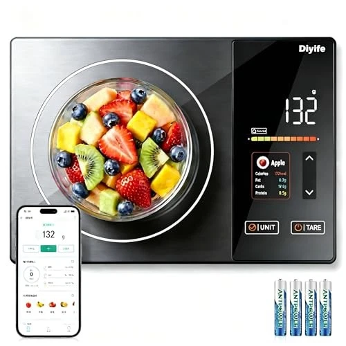 Diyife Smart Food Scales Calorie Counting, Standard kitchen scale size, Black