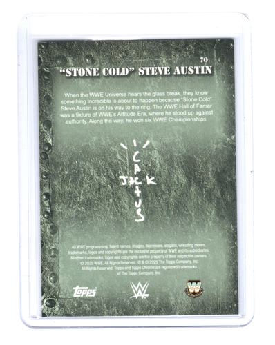 2025 Topps Chrome Cactus Jack WWE Yellow Diamond "Stone Cold" Steve Austin /75 - Picture 2 of 2