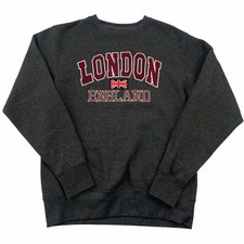 London England Gray Sweatshirt Hoodie Size S Embroidered Letters
