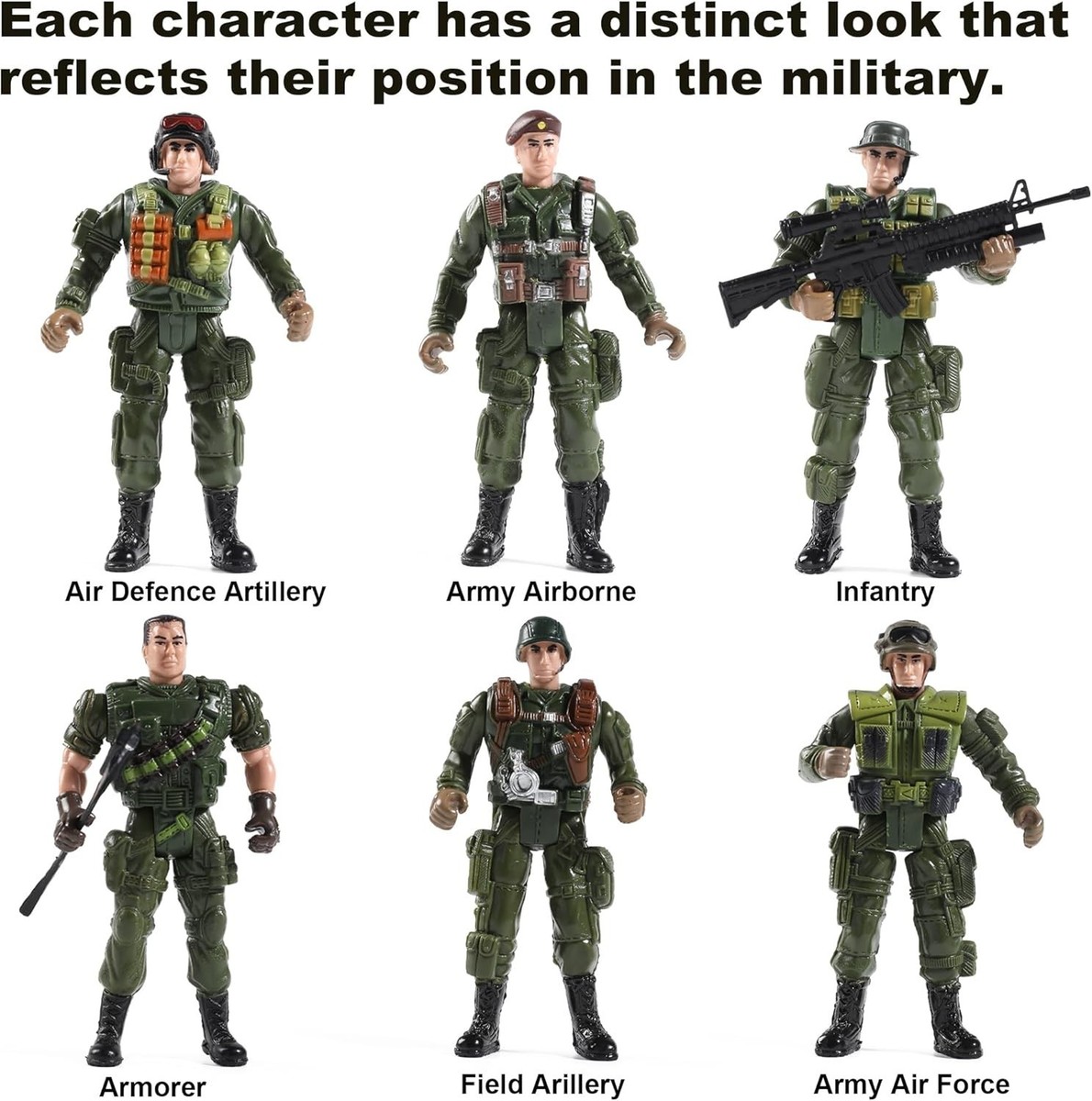 6 US Army & 6 Special Forces Soldiers Action Figures with Military