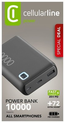 Cellular Line Essence Turbo 10000 mAh Powerbank USB Typ-C  Schwarz