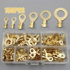 150x Insulated Crimp Copper Ring Terminals Wire Connectors Spade Electrical Kit