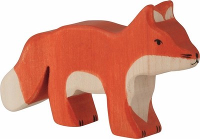 FUCHS klein von Holztiger Fuchswelpe Waldtier Wildtier Holzfuchs handgefertigt