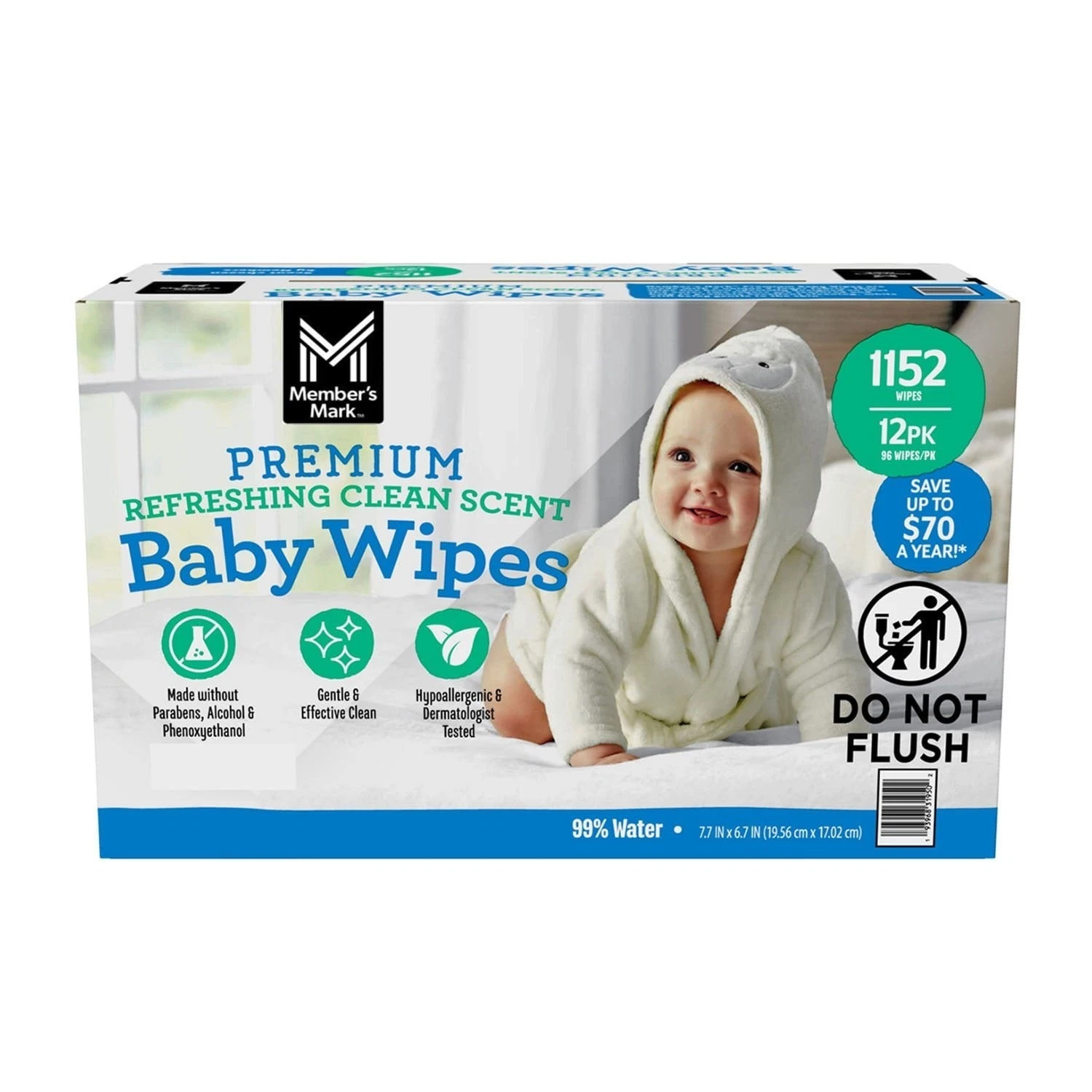 Premium Baby Wipes, Refreshing Clean Scent 12 pack 1152 Wipes
