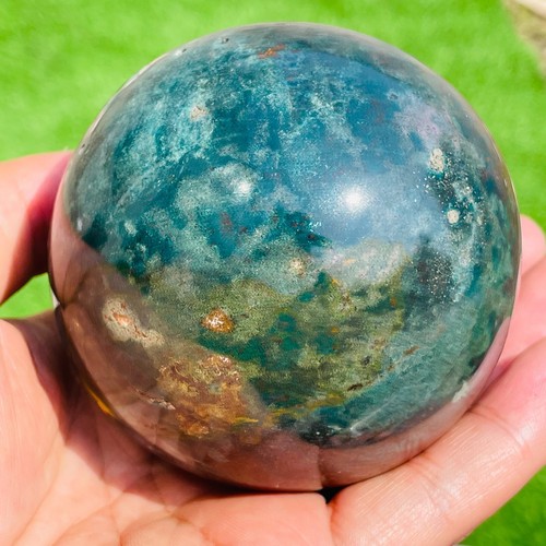 593g Natural Colourful Ocean Jasper Geode Sphere Quartz Crystal Ball Specimen - Picture 15 of 16