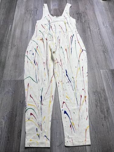 Vintage 90s Girls Colorful Paint Splatter Romper Size 12 Made in USA Sleeveless - Picture 2 of 13