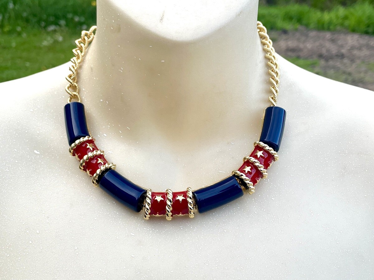 Katherine K Designer Enameled Stone Necklace And Earrings.  NWT View 5