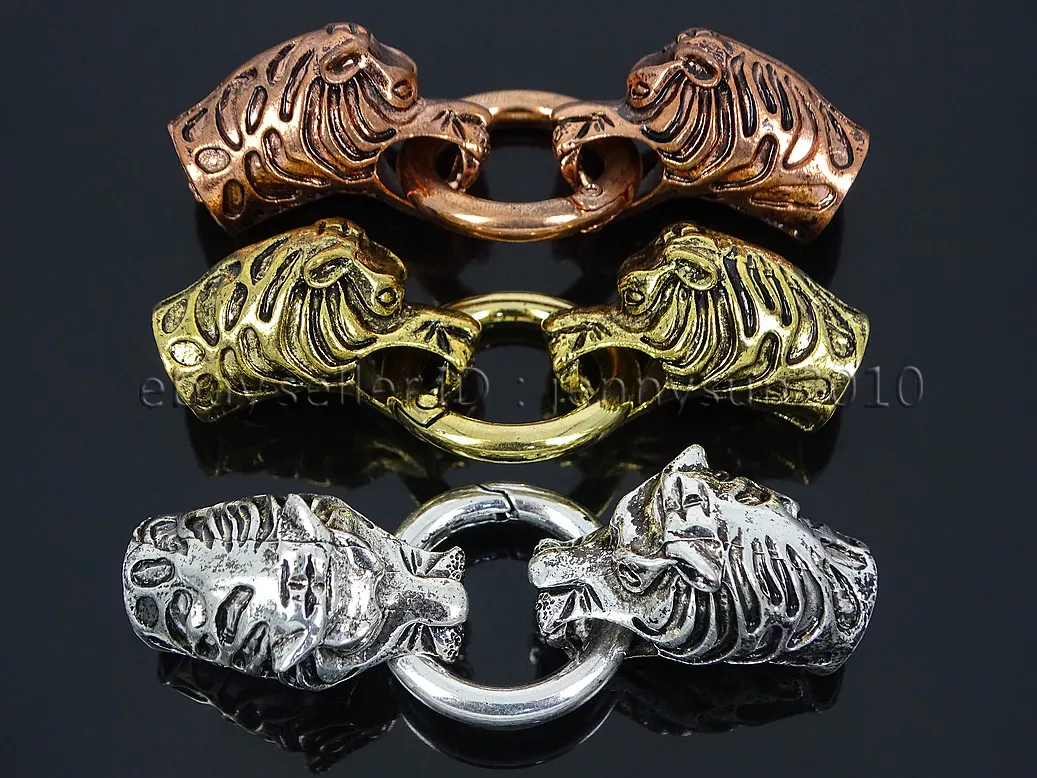 Bracelet Necklace Cord End Clasp Solid Metal Animal Head Gold