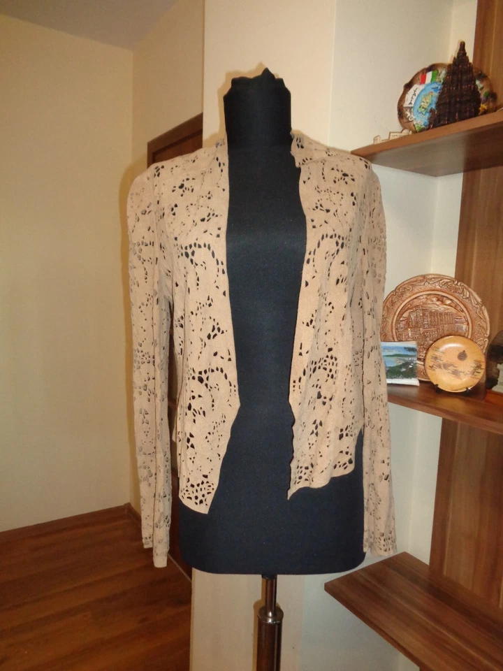 HAUTE HIPPIE SUEDE 100%GOATSKIN FLORAL LASER CUT OPEN FRONT ASYMMETRIC JACKET-M - Image 2 of 4