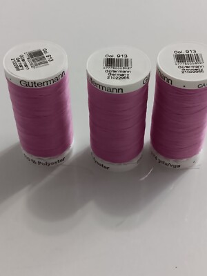 3- Gutermann 274 Yards Of Polyester Thread Spools  Color 913