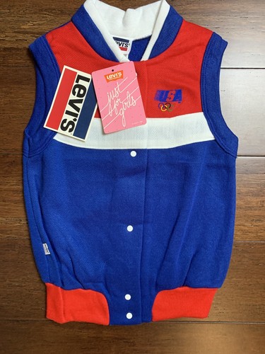 Gilet vintage 1984 US Los Angeles Olympics Levis bambino taglia 6 NUOVO made in USA - Foto 2 di 9