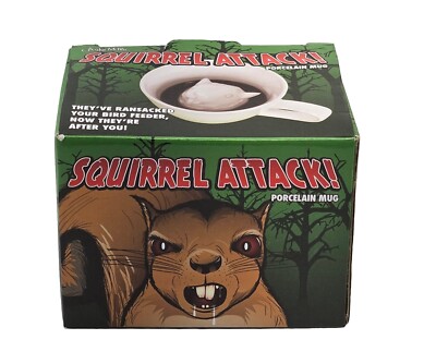 Squirrel Attack White Porcelain Mug Animal Surprise Inside Archie Mcphee Cup New