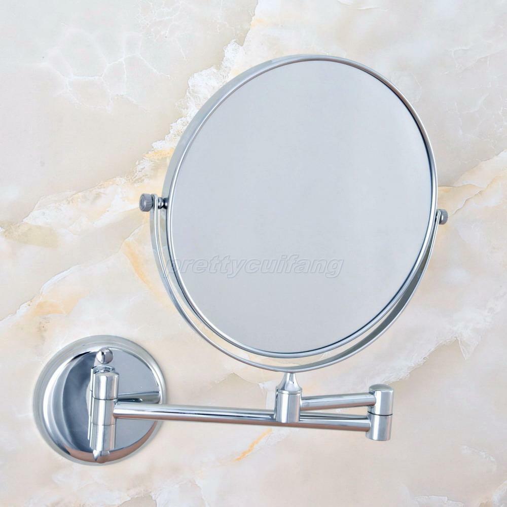 Chrome Folding Bathroom Makeup Mirror 3x Magnifying Wall Mount Vanity