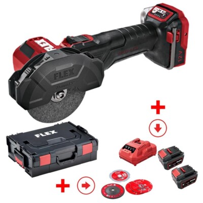 Flex LBE 76 12-EC Akku Mini-Winkelschleifer 76 mm + 2 Akkus 12V/5Ah+Ladeger.