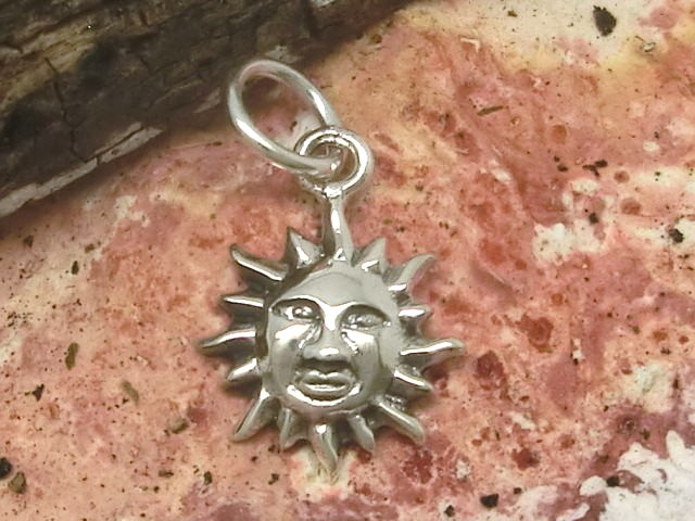 Pequeño Colgante De Sol Brillante 925 Plata De Ley Colgante De Sol Ø 1,2 Cm