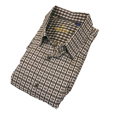 Marcello Sport Mens XL Shirt Bold Geometric Dress Shirt Modern Fit Pleated