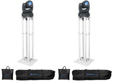 2 Rockville Rock Beam DC DJ Stage Pro Moving Head Lights 8 ft White Totem Stands