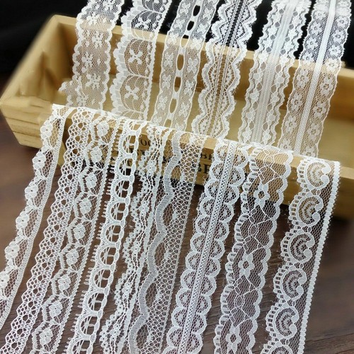 20 Yards White Handicrafts Embroidered Lace Ribbon Trim Wedding Applique Sewing - Picture 1 of 14