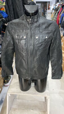 CONBIPEL genuine leather jacket used men man size 48 black XYE344L