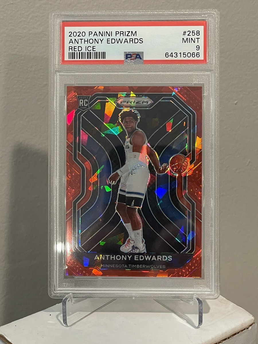 2020-21 Panini Prizm RED CRACKED ICE Anthony Edwards RC #258 PSA 9