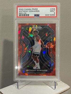 2020-21 Panini Prizm RED CRACKED ICE Anthony Edwards RC #258 PSA 9 