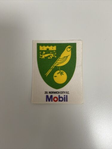 Mobil Oil 1983 Silk Material Football Club Crest Badges - Norwich City F.C - Afbeelding 1 van 7