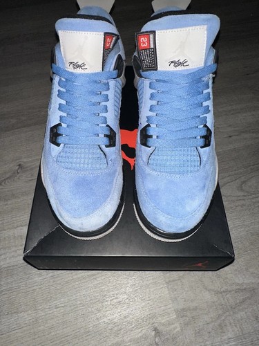 Size 7 - Jordan 4 Retro Black Tech Grey University Blue MESSAGE BEFORE PURCHASE! - Picture 3 of 6