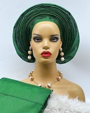 Aso-Oke African Headtie Auto Gele, Headgear, Gele, Mens Cap. swipe Left 