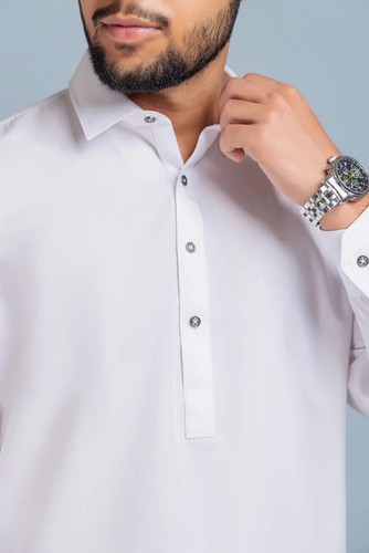 Pakistanische Kurta Shalwar für Herren weiß gemischt von Monark&Co - Bild 3 von 4
