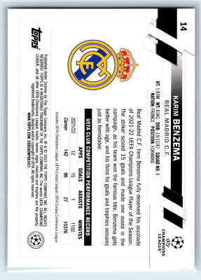 Karim Benzema 2023 Topps UEFA Club Starball Parallel #14 Real