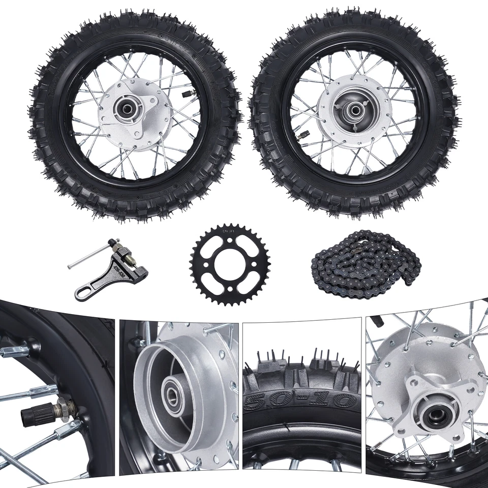 Juego de pares de ruedas delanteras traseras para motocicletas Honda CRF50 XR50 BBR KLX 2,50-10  Foto 4 de 4