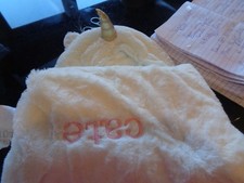 Pottery Barn Kids nursery fur critter unicorn bath wrap mono cate New