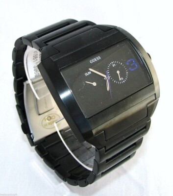 New GUESS W19008G1 Black Ion-Plated Stainless Steel Multi Function Watch NWT