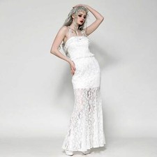 DARK IN LOVE Spitzen-Kleid Lang White Virgin Dress Weiß Braut GOTHIC ROMANTIC