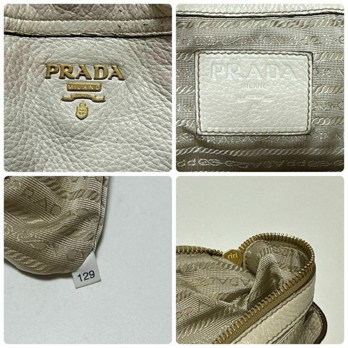 PRADA Shoulder Bag Vitello Leather Beige - Picture 20 of 24