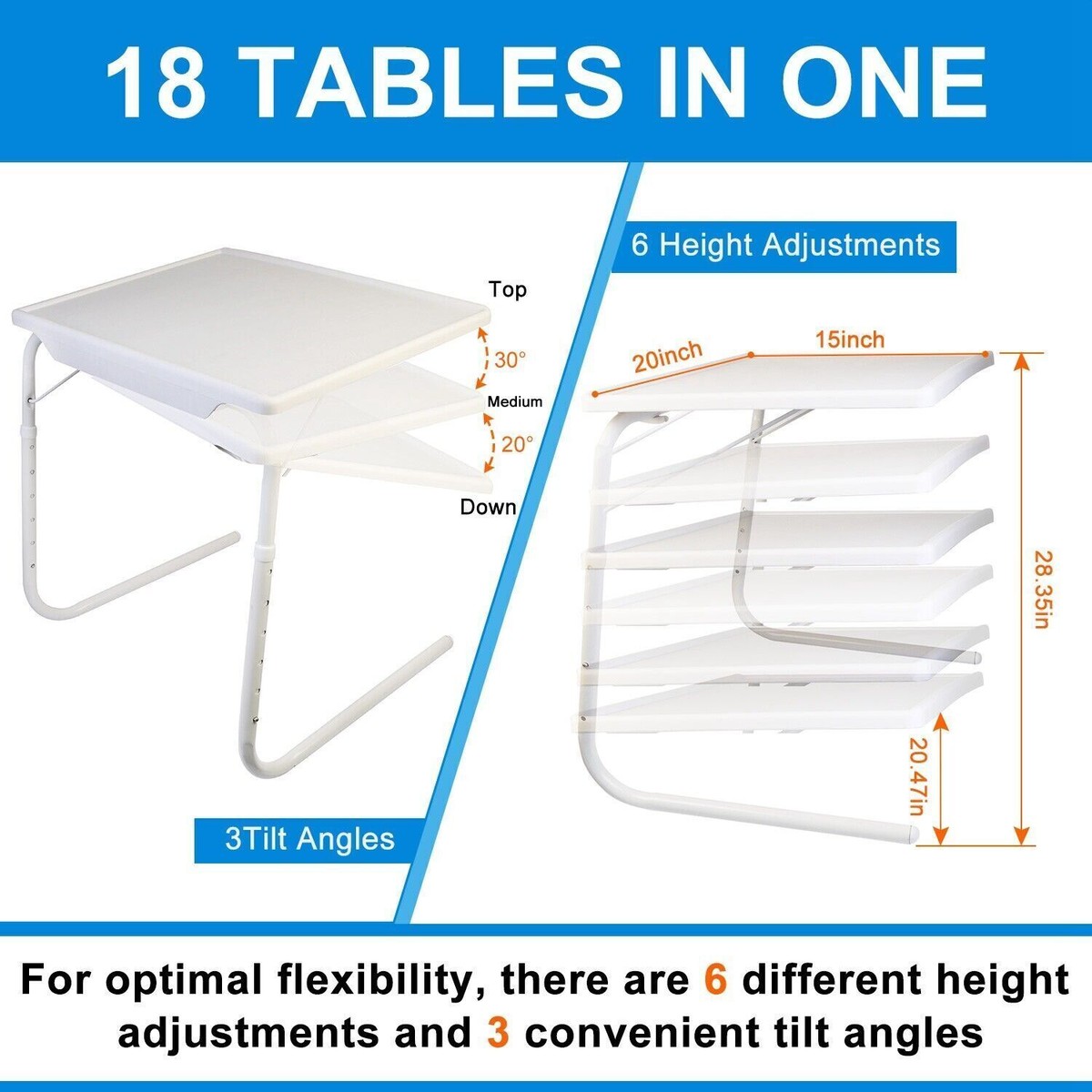 IMountek GPCT1287 Portable Folding Table Adjustable Height & Angle Laptop Desk For Bed Sofa