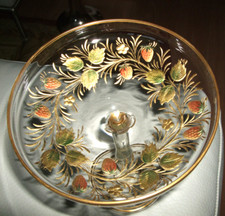 Rare antike Fu&szlig;schale um 1880 mit Erdbeermotiven - 19 cm hoch - unbesch&auml;digt