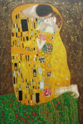 36x24 The Kiss By Gustav Klimt Oil Painting Modern Portrait Couple