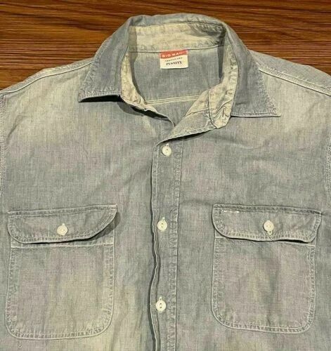 Penney's Big Mac Sanforized Short Sleeve Chambray Shirt Fits Medium True Vintage