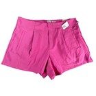A New Day Shorts Womens 17 Pink Midi High Rise Stretch Pockets Pleated NWT